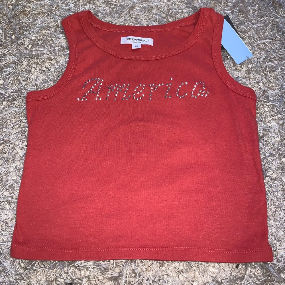 3 for $30 ⚡️ Red “America” Tank Top size M (NWT) USA